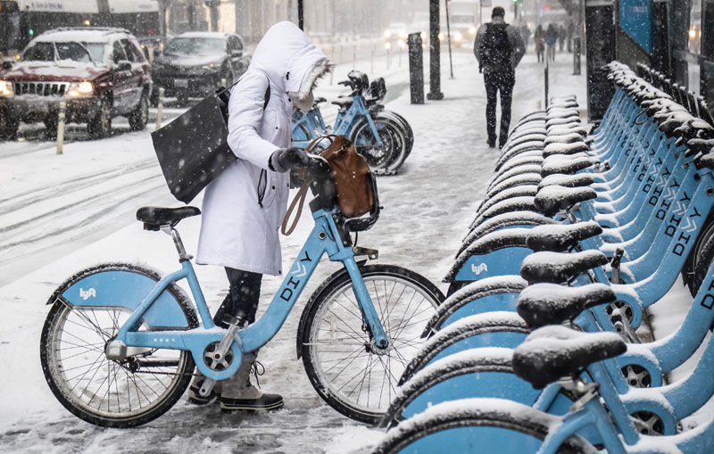 A cold bike ride in Chicago